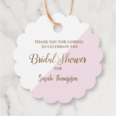 モダン パーソナライズ ピンクゴールド ブライダルシャワー フェイバータグ (裏面)