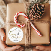 モダン パーソナライズ ブラック＆ゴールド クリスマス ラウンドシール