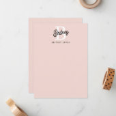 モダン パーソナライズ モノグラムと名前 パステルピンク ノートカード (正面/裏面インサイチュ)