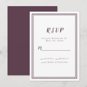 モダン パープル ウェディング RSVP ミニマル ウェディング (正面/裏面)