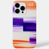 モダン パープル & オレンジ ブラシ ストローク モノグラム Case-Mate iPhoneケース (裏面)