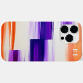 モダン パープル & オレンジ ブラシ ストローク モノグラム Case-Mate iPhoneケース (裏面 (横))