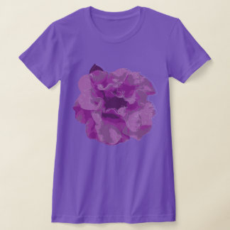 モダン パープル カメリア 花 Tシャツ