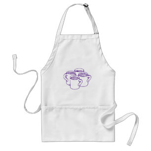モダン パープル コーヒーマグ ラインアート グラフィック スタンダードエプロン