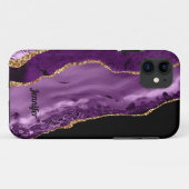 モダン パープル ゴールド アゲート クリスタル 名入れ Case-Mate iPhoneケース (裏面(横))