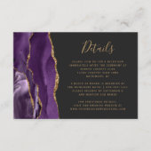 モダン パープル ゴールド アゲート ダーク ウェディング ディテール エンクロージャーカード (正面)
