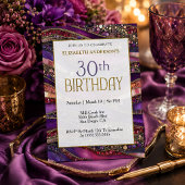 モダン パープル ゴールド ジュエル ストラタ 30歳の誕生日 招待状