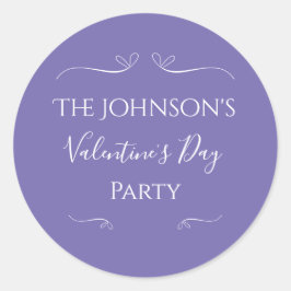 モダン パープル バレンタインデーパーティー ラウンドシール