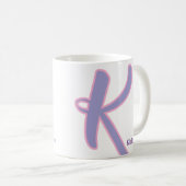 モダン パープル ピンク モノグラム 名前入り K コーヒーマグカップ (正面右)