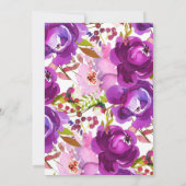 モダン パープル フラワーズ おんなの子 ベイビー シャワー 招待状 (裏面)