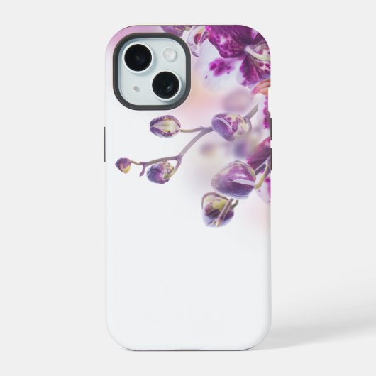 モダン パープル フローラル iPhone 15ケース (裏面)