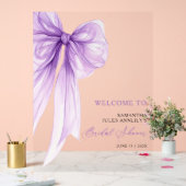 モダン パープル ボウ ブライダル シャワー ウェルカム サイン (ウェディング)