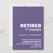 モダン パープル ミニマル リタイアメント パーティ 招待状 (正面)