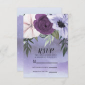 モダン パープル ラベンダー 花水彩 RSVP (正面/裏面)