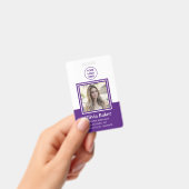 モダン パープル 写真付き ID ビジネス ロゴ 社員 バッジ (手持ち)