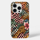 モダン ヒョウ柄とトロピカル フラワーのスマホケース - ピンク Case-Mate iPhoneケース (裏面)