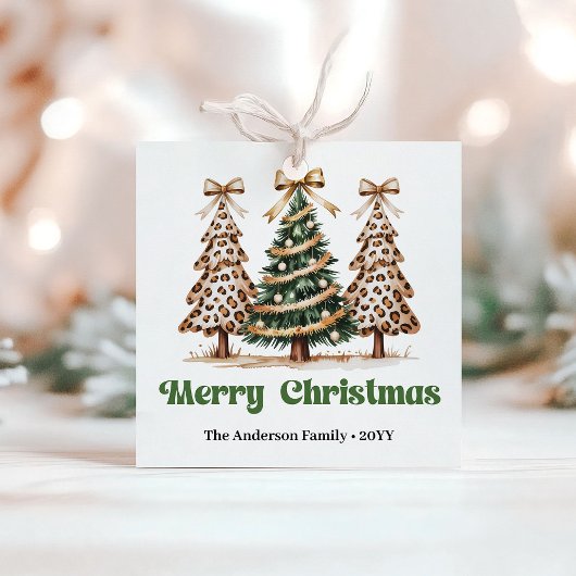 モダン ヒョウ柄 クリスマス 名入れギフト フェイバータグ