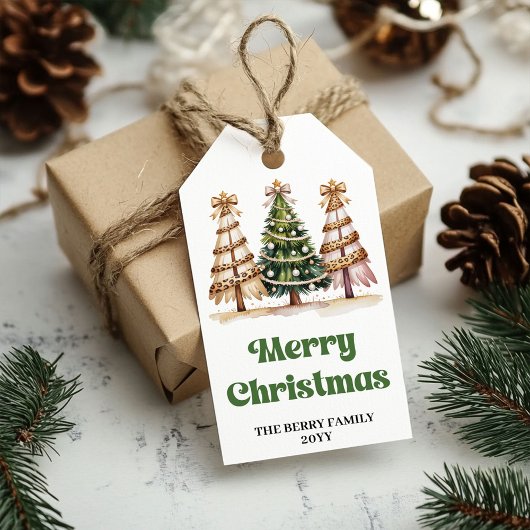 モダン ヒョウ柄 クリスマス 名入れ ギフト ギフトタグ