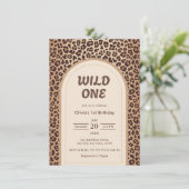 モダン ヒョウ柄 WILD ONE 1歳の誕生日 招待状 (スタンド正面)