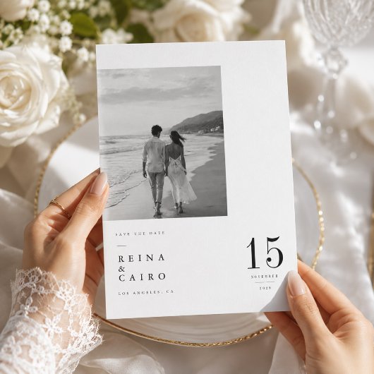モダン ビッグデート 写真付き Save The Date カード