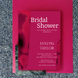 モダン，ビバミニマルマゼンダブライダルシャワー 招待状