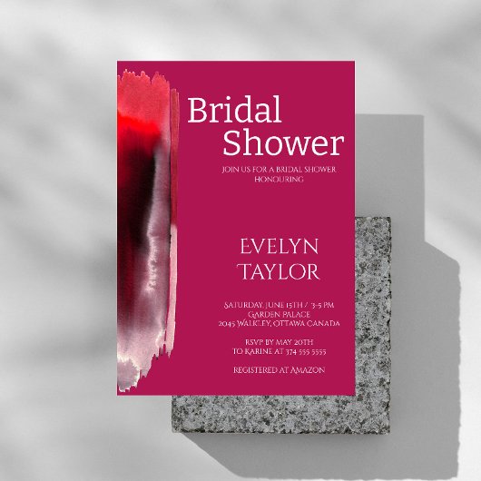 モダン，ビバミニマルマゼンダブライダルシャワー 招待状