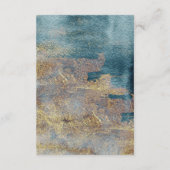 モダン ビーチ アブストラクト ティール＆ゴールド レセプション エンクロージャー (裏面)