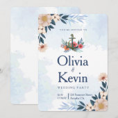 モダン ビーチ ウェディング 招待状, トロピカル ウェディング 招待状 (正面/裏面)