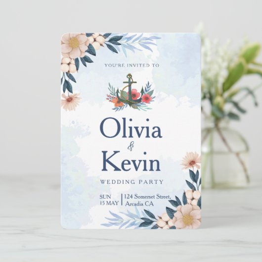 モダン ビーチ ウェディング 招待状, トロピカル ウェディング 招待状 (スタンド正面)