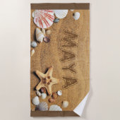 モダン、ビーチ、パーソナライズな砂 ビーチタオル (正面)