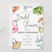 モダン・ビーチ・プール・パーティー　サマー・ブライダルシャワー 招待状 (正面)