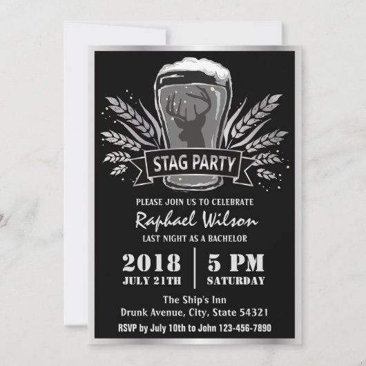 モダン ビール 大麦 ハンター パーティー/バチェラーパーティー カード (正面)