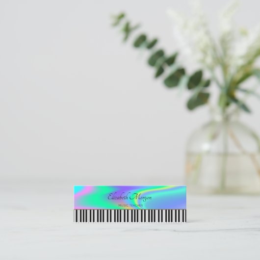 モダン,ピアノ鍵,ホログラフィック音楽先生 スキニー名刺 (スタンド正面)