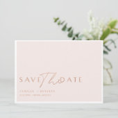 モダン&ピエレガントンク&バラ赤面金ゴールドスクリプト セーブザデート (スタンド正面)