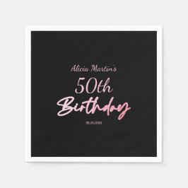 モダン&ピミニマルンクタイポグラフィブラック誕生日 スタンダードカクテルナプキン
