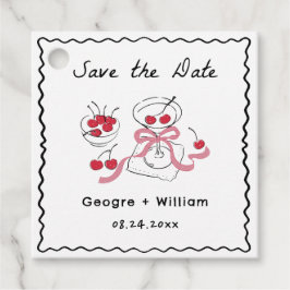 モダン&ピンクお洒落・カクテルハ描ンド結婚ズ フェイバータグ