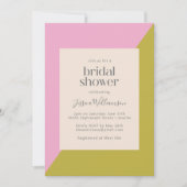 モダン ピンクとオリーブの幾何学的なデザインの美しいブライズシャワー 招待状 (正面)
