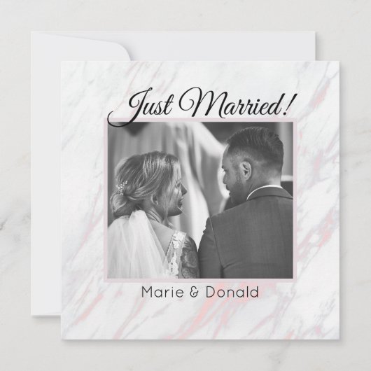 モダン ピンクとグレーの大理石 結婚しました シーズンカード (正面)