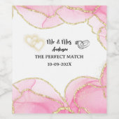 モダン ピンクとゴールドのMr. and Mrs. ワインラベル (シングルラベル)