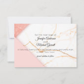 モダン ピンクとゴールド グリッター マーブル セーブザデート (裏面)