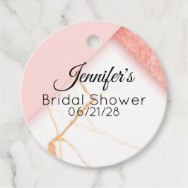 モダン ピンクとゴールド マーブル フェイバータグ