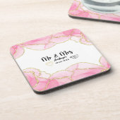 モダン ピンクとゴールド Mr. and Mrs コースター (左側)