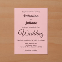 モダン ピンクとダークバーガンディの文字を使ったミニマリスト結婚式