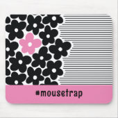 モダン ピンクとブラックの花 ハッシュタグ マウスパッド (正面)