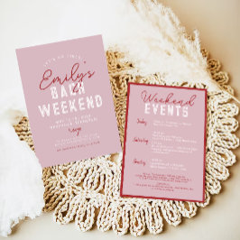 モダン ピンクとレッドのガールズパーティー 招待状