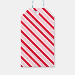 モダン ピンクとレッドのストライプ クリスマス ギフトタグ