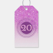 モダン・ピンクのきらめき 20歳の誕生日 ギフトタグ (裏面)