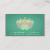 モダン、ピンクのはすの花、健康企業 名刺 (裏面)