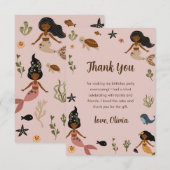 モダン ピンクのアフリカ系アメリカ人 誕生日 サンキューカード (正面/裏面)