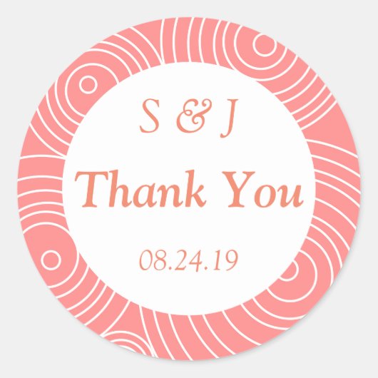 モダン ピンクの感謝 ラウンドシール (正面)
